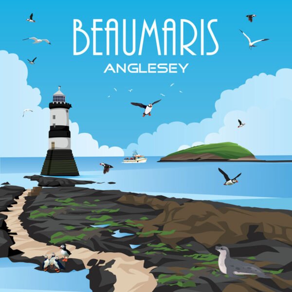 BEAUMARIS LIGHTHOUSE - 1040 -  Acrylic - Fridge Magnet - 75mm x 50mm - Pack of 50