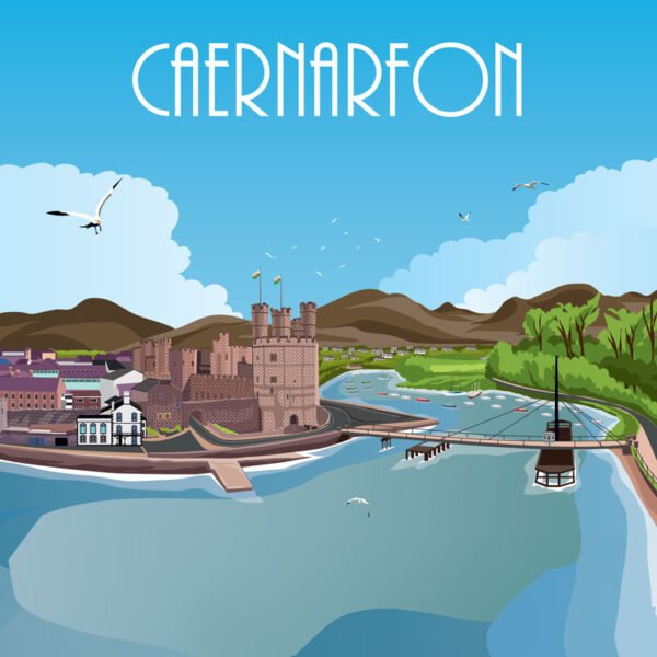 Caernarfon 2024 - 1103 - Ceramic square fridge magnet - Pack of 48