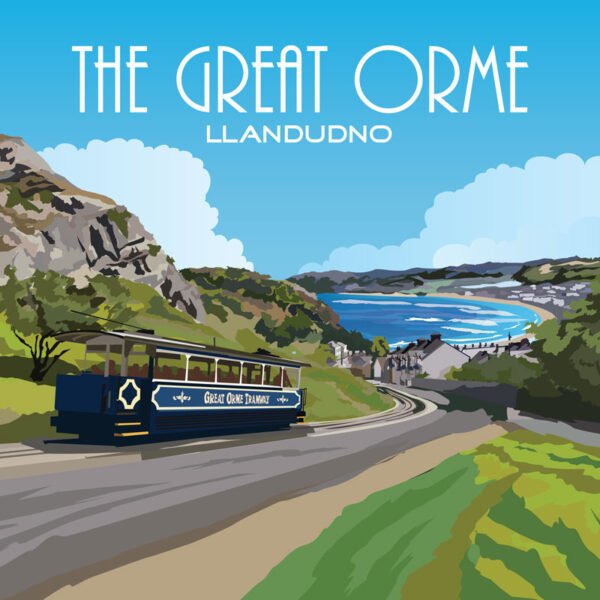 The Great Orme - DESIGN 1 - Ceramic square fridge magnet - Pack of 48