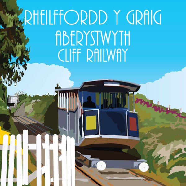 Aberystwyth Cliff Railway DESIGN 2 - c Acrylic - Fridge Magnet - 75mm x 50mm - Pack of 50