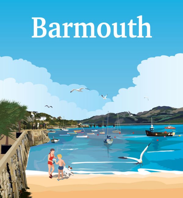 Barmouth - Sunset Bay Life Mawr -  Acrylic - Fridge Magnet - 75mm x 50mm - Pack of 50