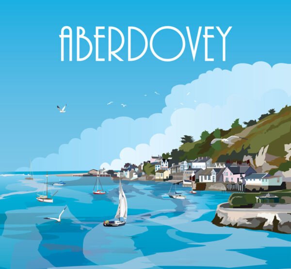 Aberdovey - Sunset Bay Life Mawr -  Acrylic - Fridge Magnet - 75mm x 50mm - Pack of 50