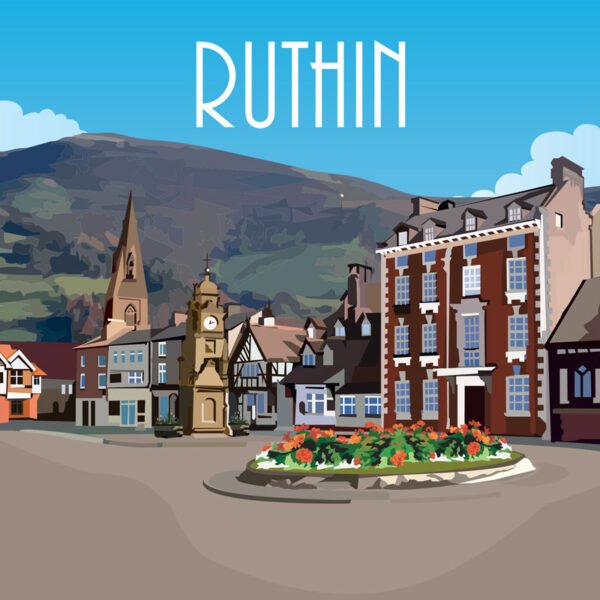 Ruthin v03 (298) + Wording -  Rectangular greetings card - Pack of 12