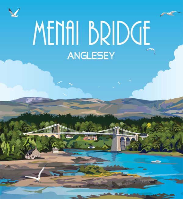 Menai Bridge -  Acrylic - Fridge Magnet - 75mm x 50mm - Pack of 50
