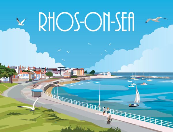 Rhos on Sea -  Tea Towel - Digitally Print - Pack of 25