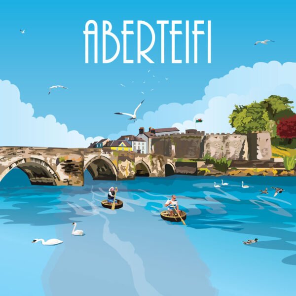 Aberteifi - Yr Hen Emporium -  Ceramic square fridge magnet - Pack of 48