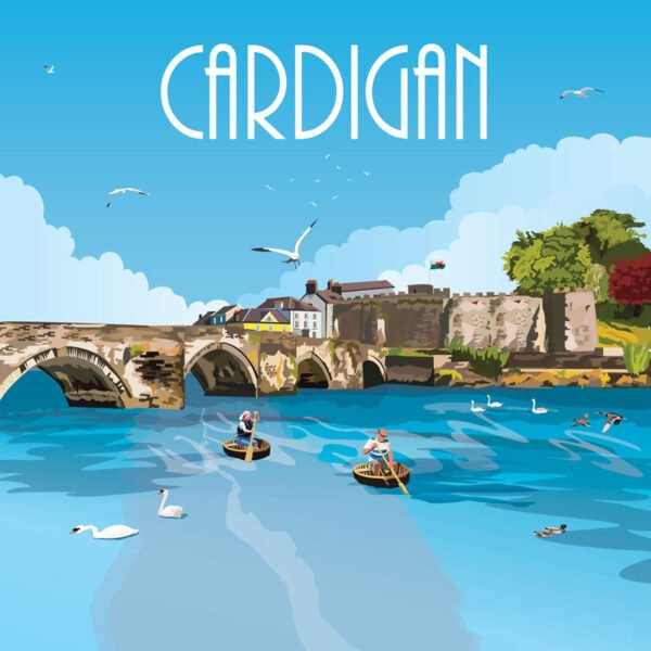 Cardigan - Yr Hen Emporium -  Rectangular greetings card - Pack of 12