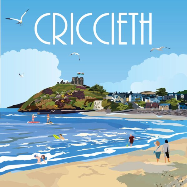 CRICCIETH -  Ceramic square fridge magnet - Pack of 48