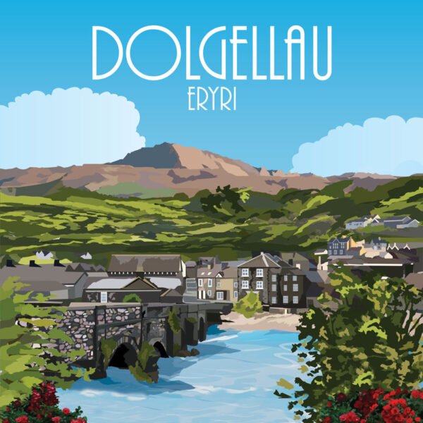 DOLGELLAU - Design 2 - WELSH Wording -  Glass Chopping Board - Pack of 6