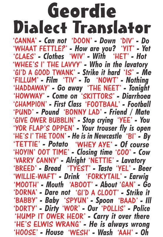 Geordie - Black & Red -  Tea Towel - Digitally Print - Pack of 25