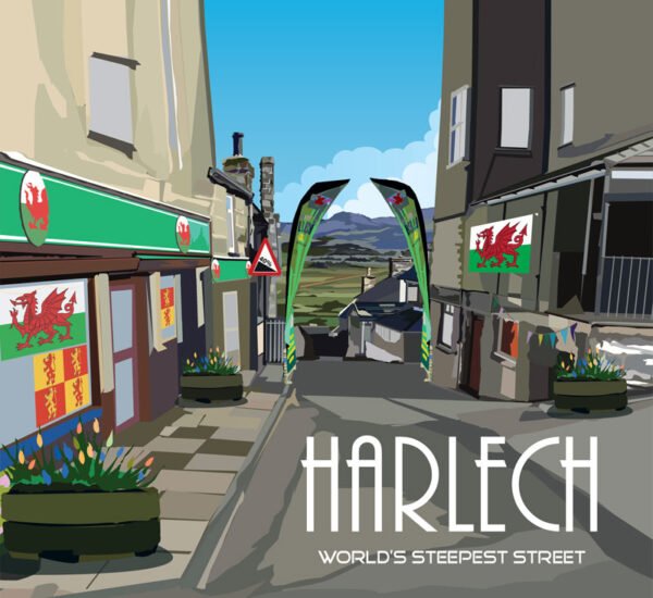 HARLECH -  Ceramic square fridge magnet - Pack of 48