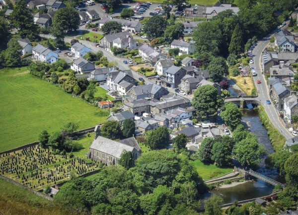Beddgelert from Above + BESPOKE REAR -  Postcard - Pack of 48