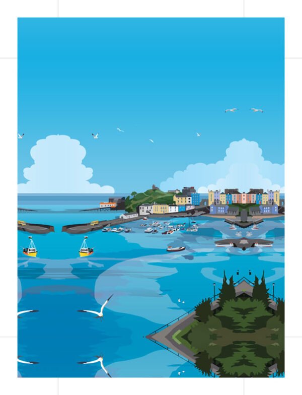 Tenby - NO WORDING - CANVAS - 12inch x 8 Inch - Pack of 3